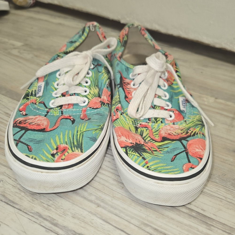 Vans Authentic Flamingo Print Canvas Sneakers Lac… - image 2